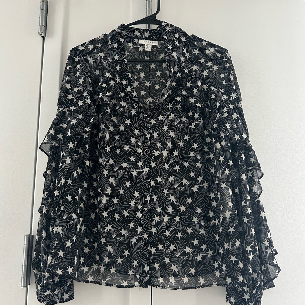 Topshop Black and White Star Print Blouse